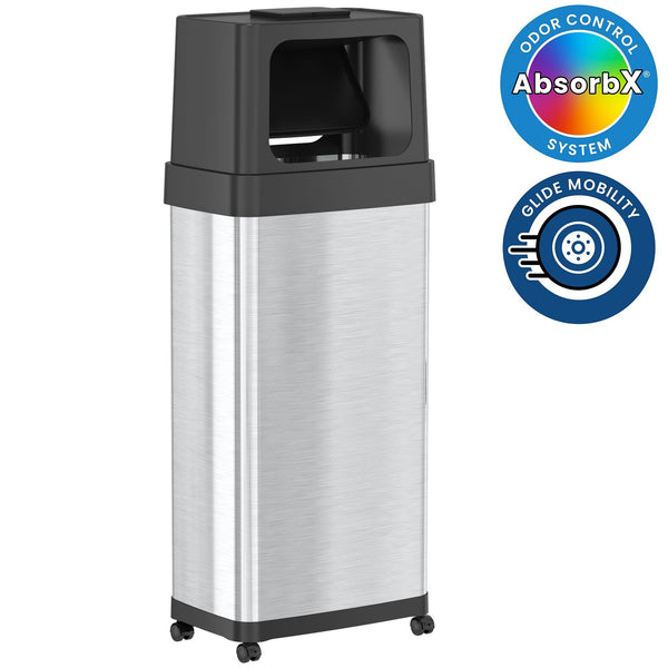 iTouchless 24 Gallon Rectangular Dual Push Open Stainless Steel Trash Can with Wheels & Odor Filter EasyOptionXY LLC