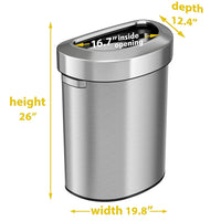 18 Gallon Semi-Round Stainless Steel Open Top Trash Can and Recycle Bin, 68 Liter, Silver EasyOptionXY LLC