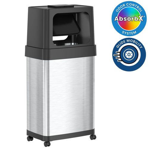 iTouchless 18 Gallon Dual Push Open Stainless Steel Trash Can with Odor Filter and Wheels EasyOptionXY LLC