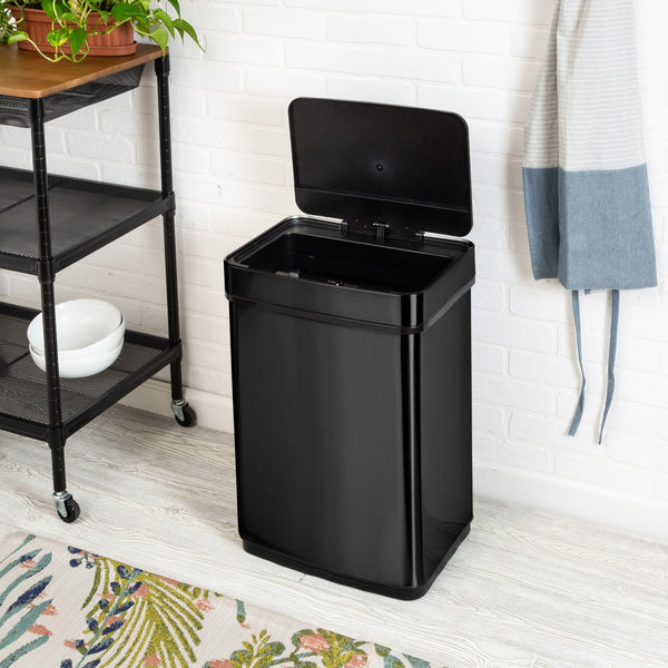 Honey Can Do 13.2 Gallon Trash Can, Touchless Kitchen Trash Can, Black Stainless Steel EasyOptionXY LLC