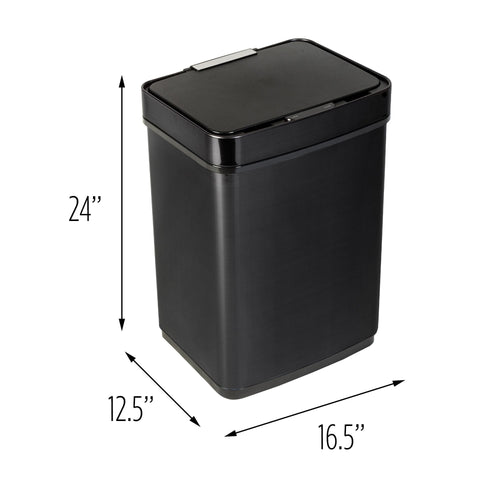 Honey Can Do 13.2 Gallon Trash Can, Touchless Kitchen Trash Can, Black Stainless Steel EasyOptionXY LLC