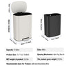 Miniyam 13 Gallon Stainless Steel Foot Pedal Large Trash Can with Soft Close Quiet Lid, Oval Garbage Can for Kitchen, Commercial, Home, Office, White EasyOptionXY LLC