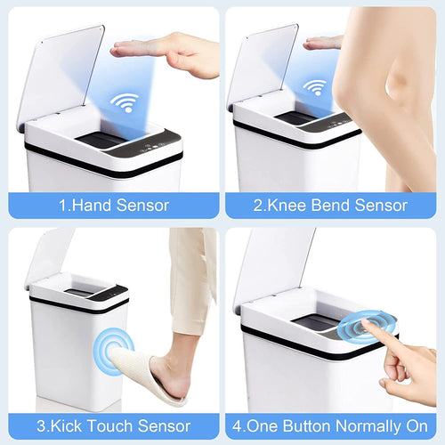 2.5 Gallon Bathroom Trash Can, Trash Cans for Kitchen, Plastic Trash Can with Lid, Smart Touchless EasyOptionXY LLC