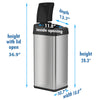 iTouchless Square Automatic Sensor 13 gal Trash Can, Stainless Steel EasyOptionXY LLC