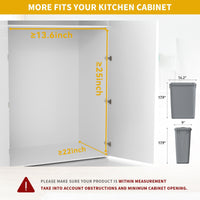 Dextrus 32 Quart Pull-Out Trash Can Recycling Bin with Lid for 14.2" W x 22" D x 24.8" H Minimum Cabinets, Sliding Under Mount Kitchen Waste Garbage Container with Soft-Close Slides, Gray EasyOptionXY LLC