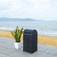 Safavieh Serapis Outdoor Patio Trash Bin - Black EasyOptionXY LLC
