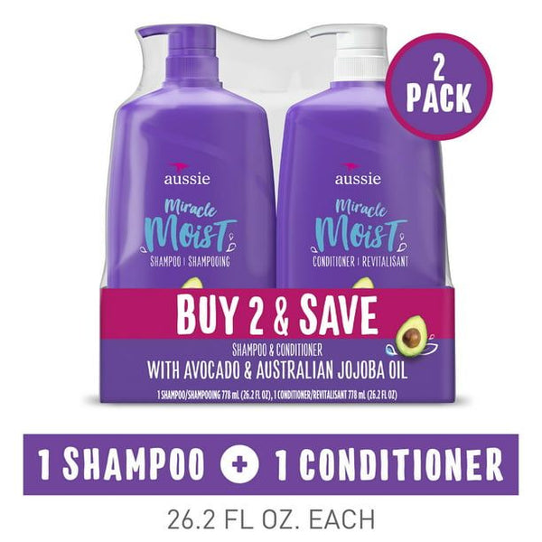 Aussie Miracle Moist Shampoo and Conditioner Hair Set; 26.2 fl oz EasyOptionXY LLC