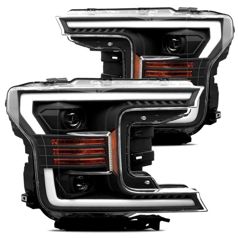AlphaRex 18-20 Ford F150 PRO-Series Halogen Projector Headlights Black
