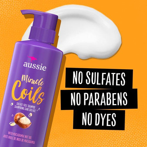 Aussie Miracle Coils Sulfate-Free Shampoo with Macadamia Nut Oil; Paraben Free; 16 fl oz EasyOptionXY LLC