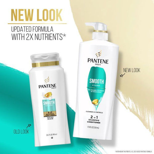 Pantene Pro-V Smooth and Sleek 2 in1 Shampoo and Conditioner; 17.9 oz EasyOptionXY LLC
