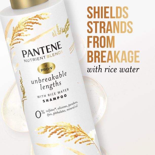 Pantene Sulfate Free Shampoo; Anti Breakag with Rice Water; 9.6 oz