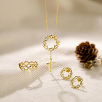 Crown of Thorns Cross Necklace vanimy