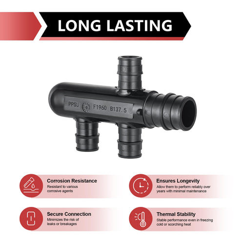 PEX A Expansion 3/4" x 1/2" Opposing Closed Manifold (3 Port) Plumbingsell