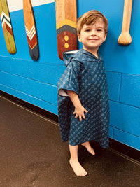 Microfiber blue fish waffle wearable towel Keep the Littles Wild