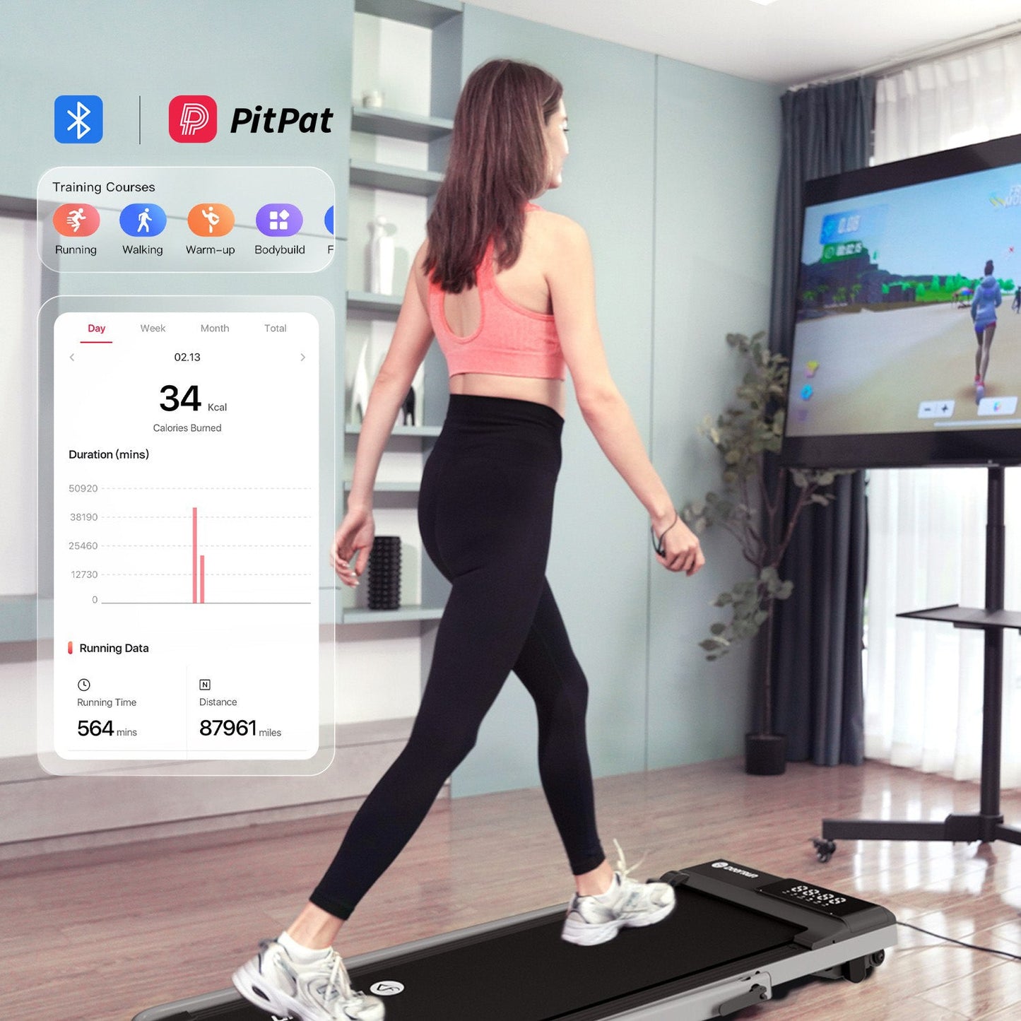 DeerRun® DeerRun A5 Pro Smart 2 in 1 Folding Treadmill Silver
