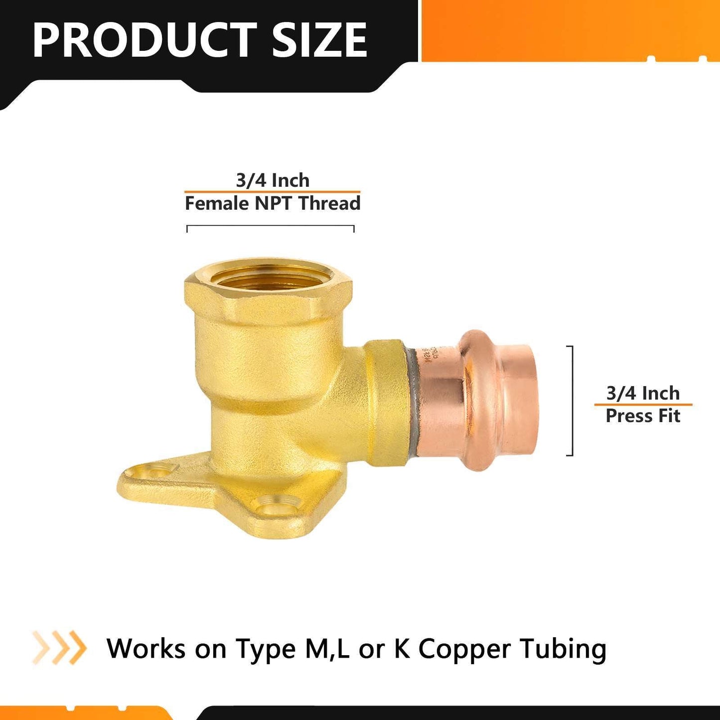 3/4" Press Copper Drop Ear Elbow (Lead Free)