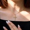 Fleur-de-Lis Radiance Cross Pendant Necklace vanimy