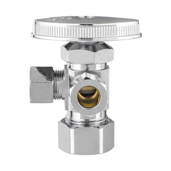 5/8" OD Compr. x 3/8" OD Compr. x 3/8" OD Compr. Dual Angle Stop Valve, Multi Turn(Lead Free)