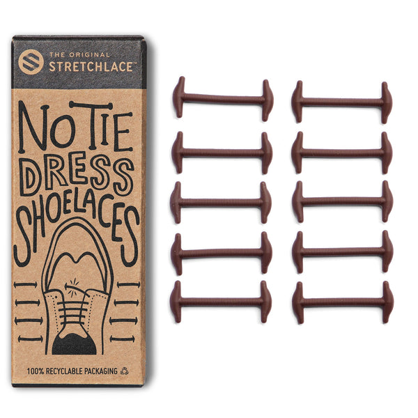 Brown No Tie Elastic Silicone Dress Shoe Laces The Original Stretchlace