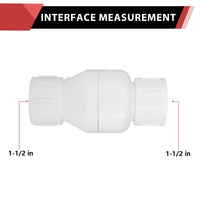 10 Pcs 1-1/2" PVC In-Line Check Valve