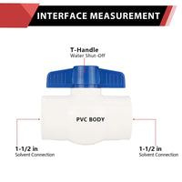 1-1/2" PVC Ball Valve, Solvent Weld, Sch. 40