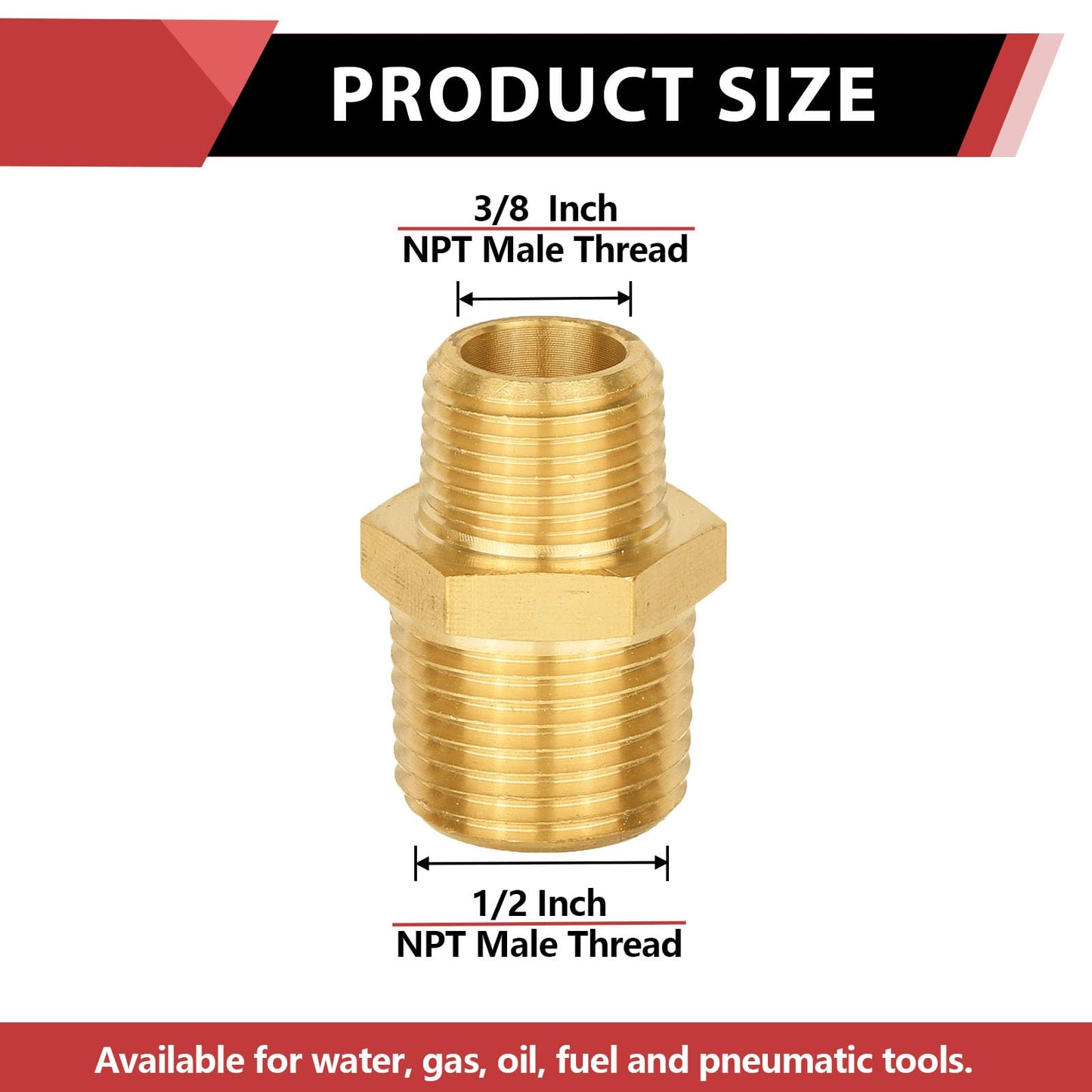 30 Pcs 1/2" X 3/8" Male NPT Brass Hex Connector