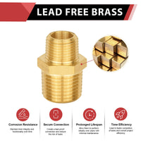 1/2" X 1/4" Male NPT Brass Hex Connector