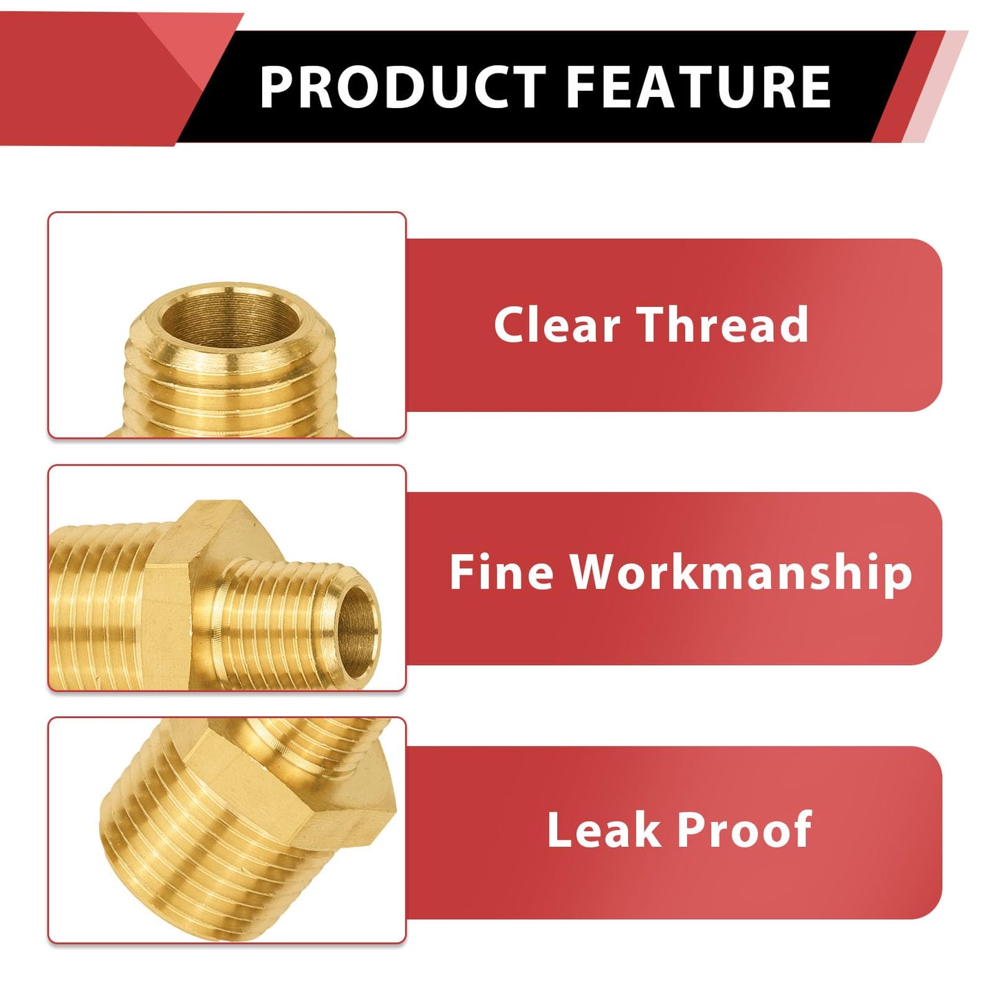 30 Pcs 1/2" X 3/8" Male NPT Brass Hex Connector