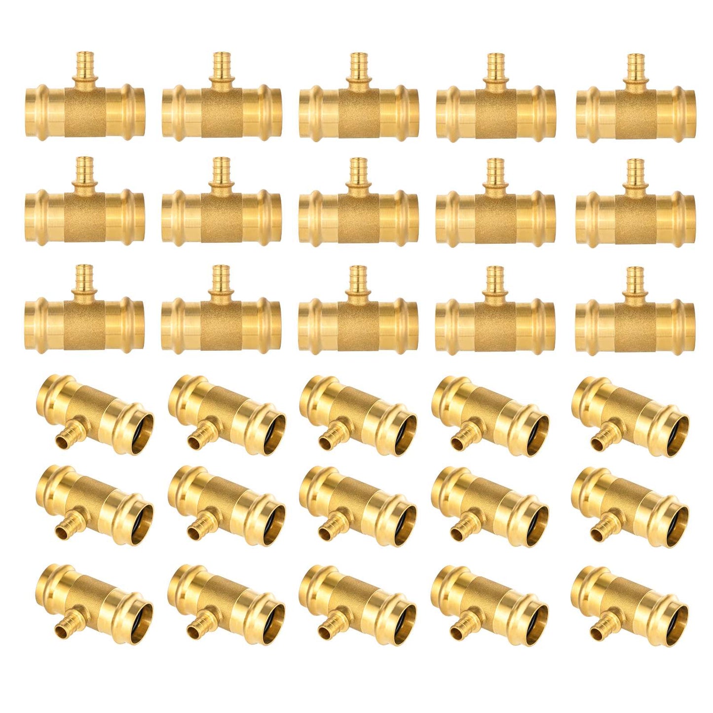 30 Pcs 1" x 1" x 1/2" Press x Press x PEX Expansion Brass Tee (Lead Free)