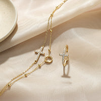 Gold Layered Circle Cross Necklace