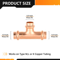 Pro 10 Pack 1/2" Press Copper Tee