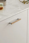 Chrome and Wood "Bis" Cabinet Knob and Drawer Handle Euro • Knobs
