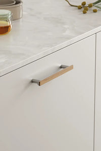 Chrome and Wood "Bis" Cabinet Knob and Drawer Handle Euro • Knobs
