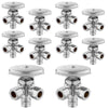 10 Pcs 1/2" Pex-a Expansion (F1960) Inlet x 3/8" ODx 3/8" OD Compr. Dual Angle Stop Valve, Multi Turn (Lead Free) Plumbingsell