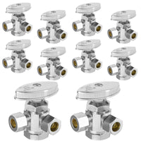 10 Pcs 1/2" FIP x 3/8" OD Compr. x 3/8" OD Compr. Dual Angle Stop Valve, Multi Turn (Lead Free) Plumbingsell
