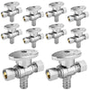 10 Pcs 1/2" PEX Crimp x 3/8" OD Compr. x 3/8" OD Compr. Dual Outlet Angle Stop Valve, 1/4 Turn (Lead Free) Plumbingsell