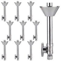 10 Pcs 1/2" Sweat x 3/8" OD Compr. Straight Stop Valve, w/5" Straight Extension, 1/4-Turn (Lead Free) Plumbingsell