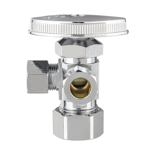 10 Pcs 5/8" OD Compr. x 3/8" OD Compr. x 3/8" OD Compr. Dual Angle Stop Valve, Multi Turn(Lead Free) Plumbingsell