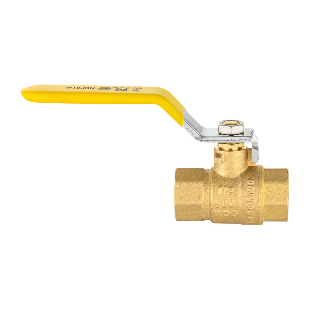 10 Pcs 1/2" FNPT Ball Valve, Yellow (Lead Free)
