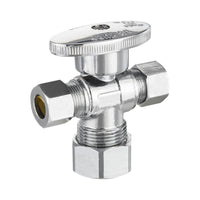 10 Pcs 5/8" OD Compr. x 3/8" OD Compr. x 3/8" OD Compr. Dual Outlet Angle Stop Valve, 1/4 Turn (Lead Free) Plumbingsell