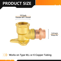 1/2" Press Copper Drop Ear Elbow (Lead Free)
