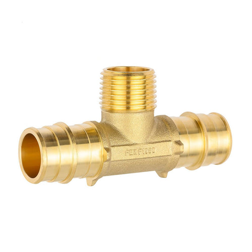 PEX A Expansion 1/2" PEX x 1/2" PEX x 1/2" Male Threaded F1960Tee (Lead Free) Plumbingsell