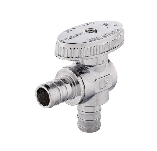 1/2" PEX Crimp x 1/2" PEX Crimp Angle Stop Valve, 1/4 Turn (Lead Free)