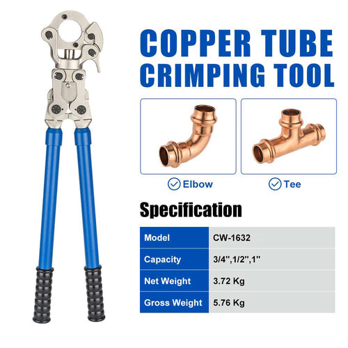EFIELD Press Crimping Tool, with 1/2" 3/4" 1" Jaw For Propress Copper ittings And Copper Tube Connectionith 360 Degrees Rotating Head Plumbingsell