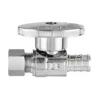 1/2" PEX Crimp x 3/8" OD Compr. Straight Stop Valve, 1/4 Turn (Lead Free) Plumbingsell