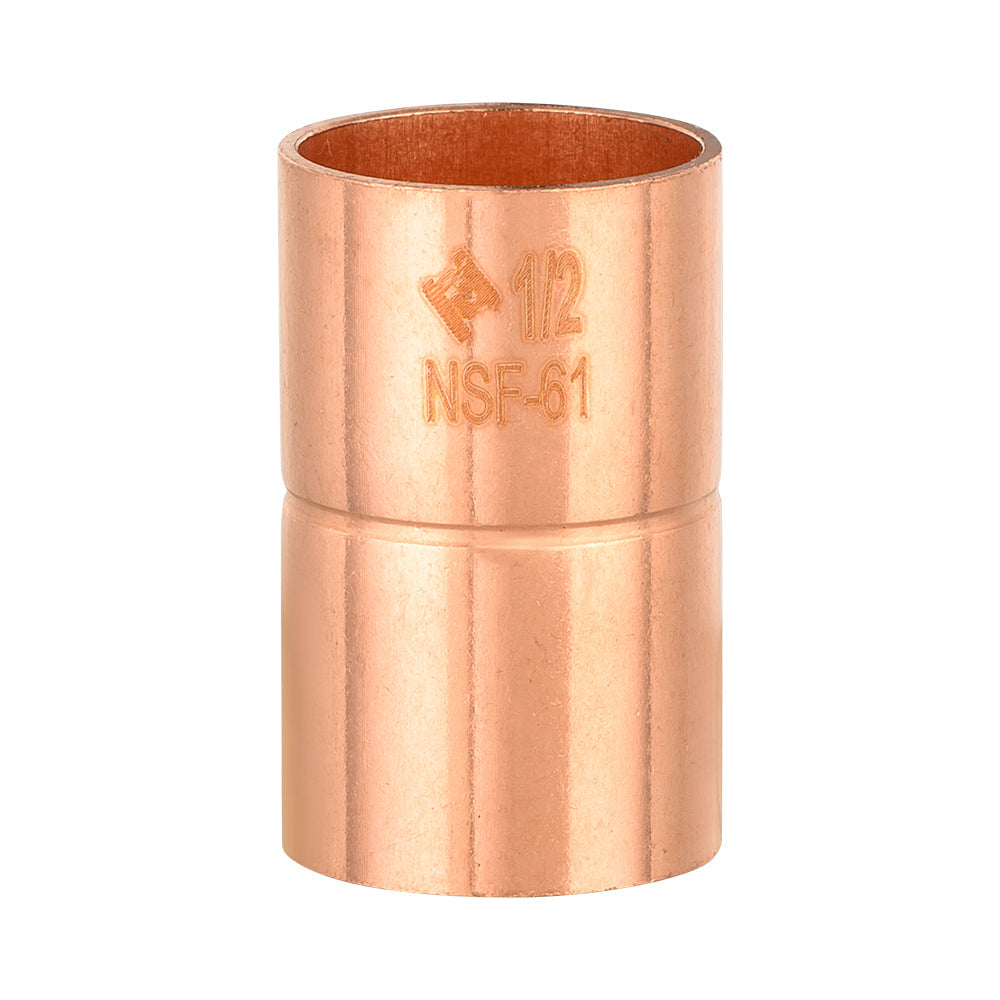Pro 50 Pack 1/2" Copper Coupling With Rolled Stop