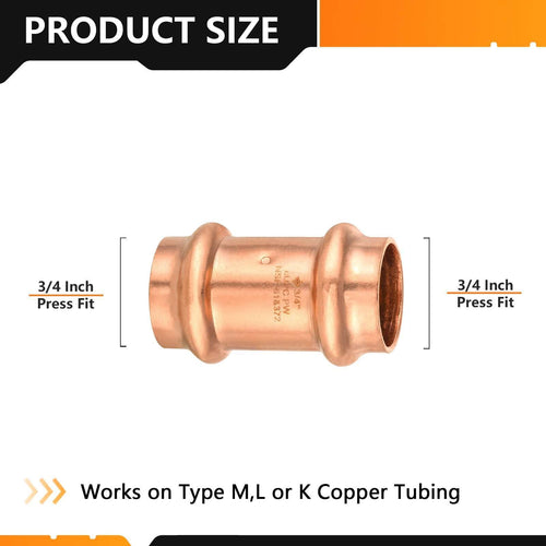 3/4" Press Copper Coupling w/Stop (Lead Free) Plumbingsell
