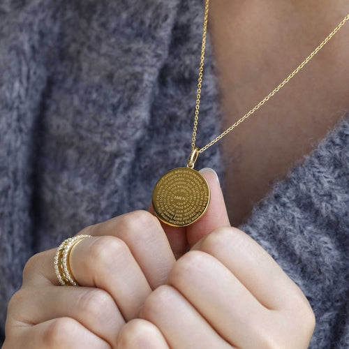 Divine Radiance Cross Protection Prayer Medallion Pendant Necklace vanimy