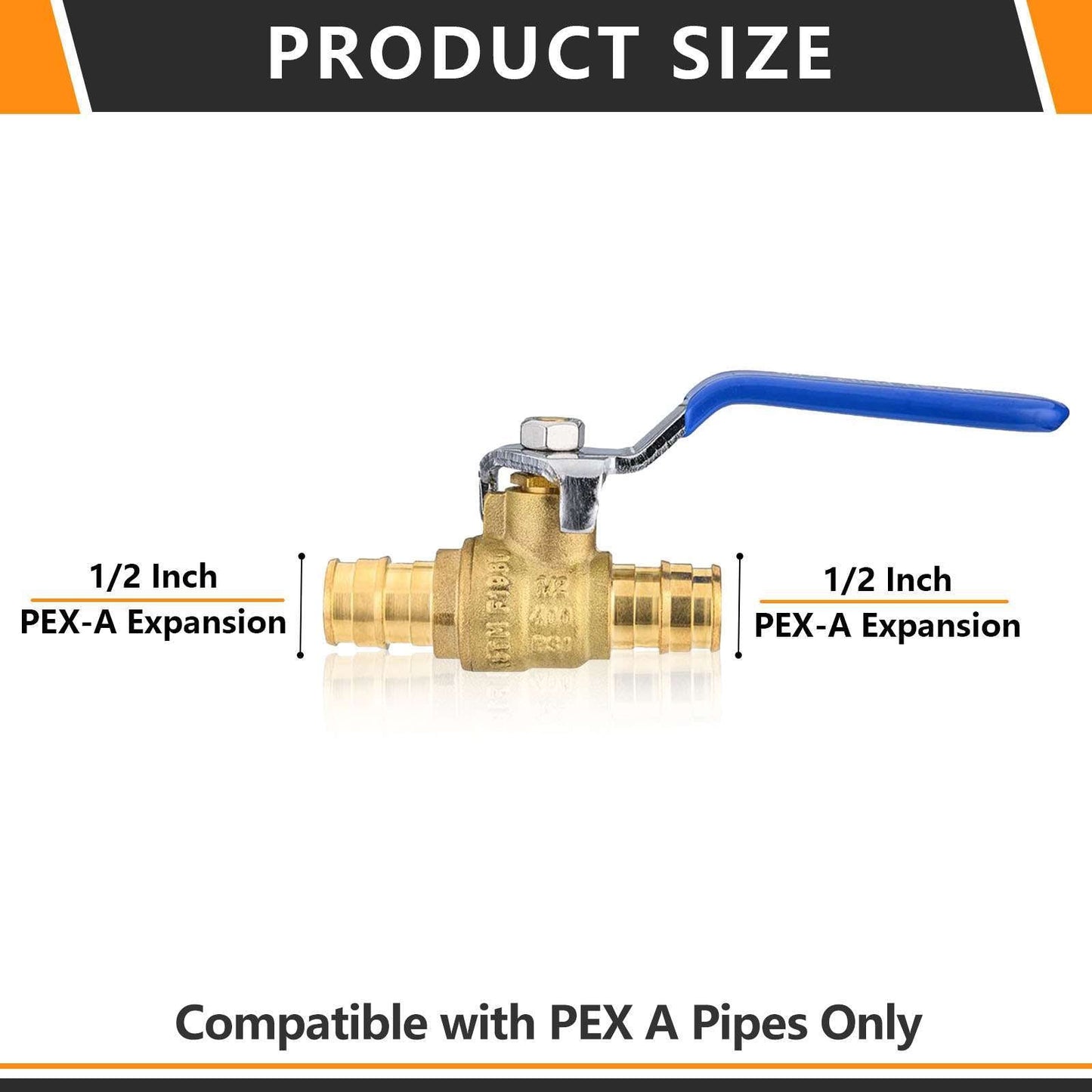 10 Pcs 1/2" PEX Expansion Ball Valve, Blue (Lead Free) Plumbingsell