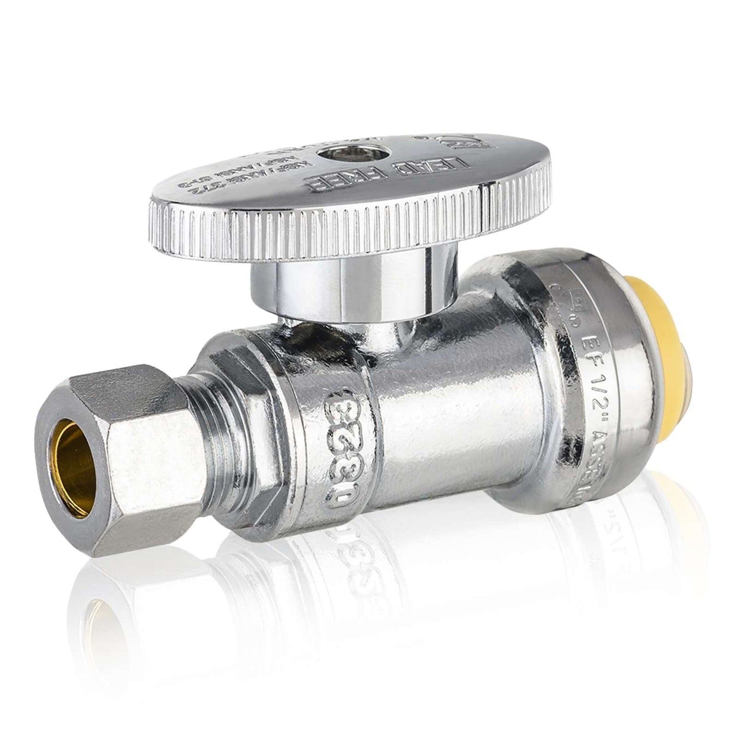 10 Pcs 1/2" Push Connect x 1/4" OD Straight Stop Valve, 1/4 Turn (Lead Free)